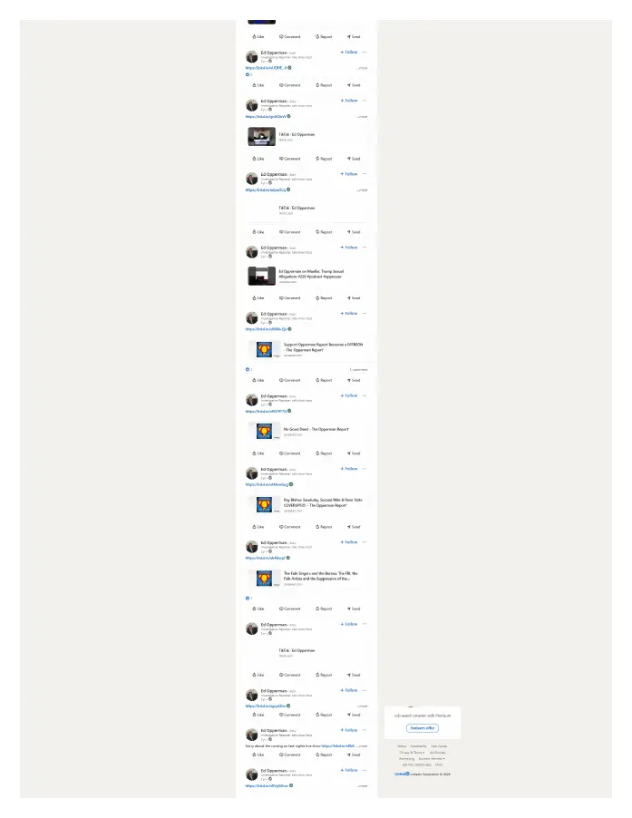 Page 11 of preserved LinkedIn — Ed Opperman recent activity capture