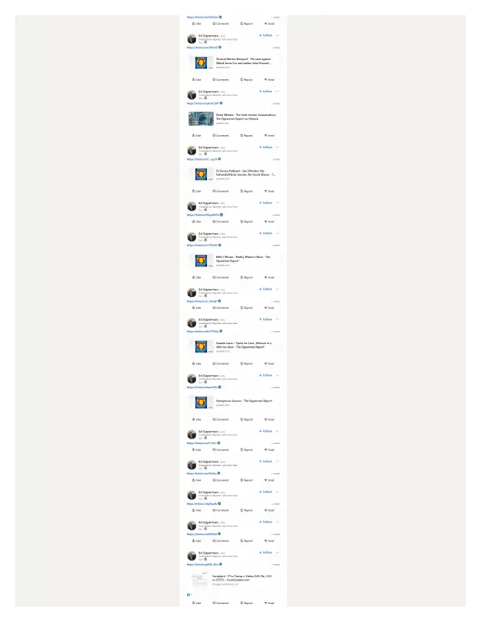 Page 14 of preserved LinkedIn — Ed Opperman recent activity capture
