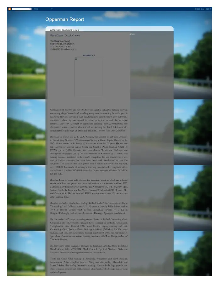 Page 1 of preserved The Opperman Report Blogspot — 2013 capture