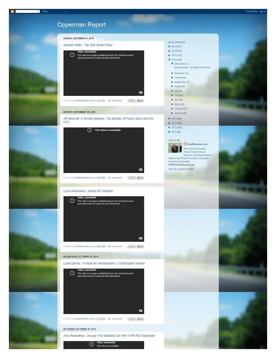 Page 1 of preserved The Opperman Report Blogspot — 2016 capture