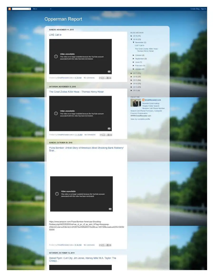 Page 1 of preserved The Opperman Report Blogspot — 2018 capture